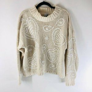JK America Womens Vintage Sweater Silk Angora Blend Faux Pearls Ivory Size 14/16